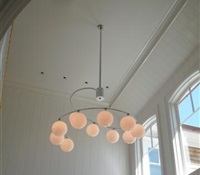 Chandelier installed in the foyer at the Hamptons, NY